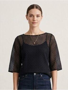 COS Sheer top in navy blue size XS